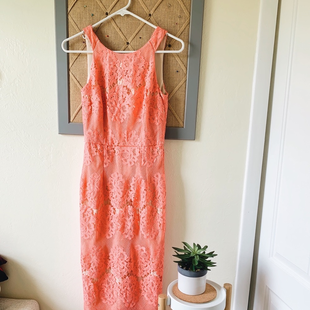 Pink Lace Slim Classy Dress